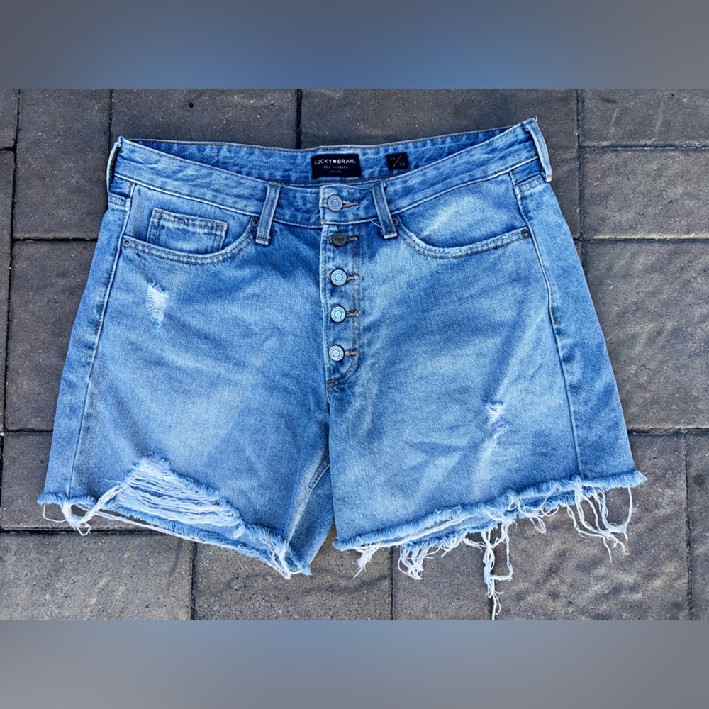 Lucky Brand Light Blue Frayed Jean Shorts